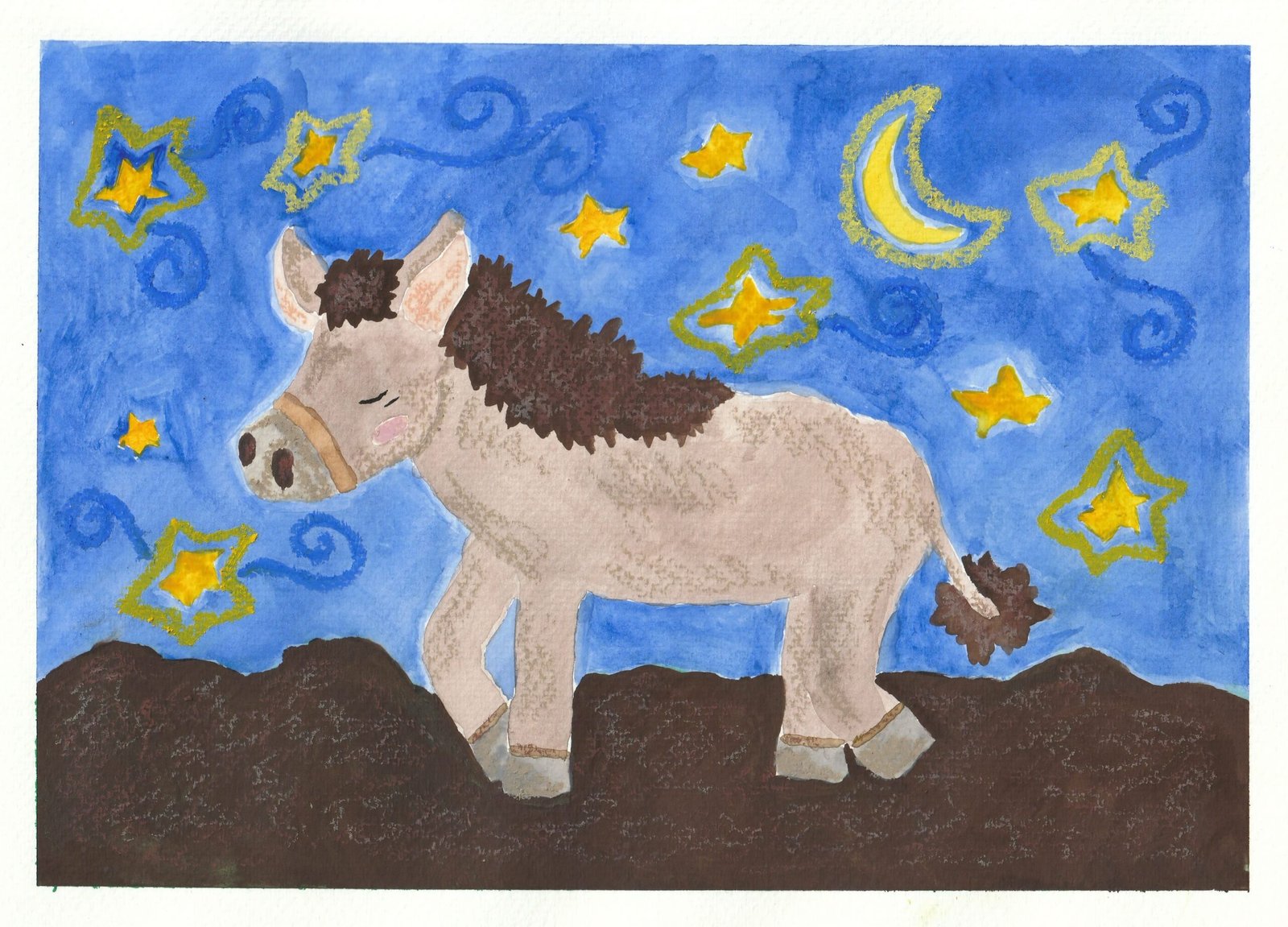 donkey in the moonlight